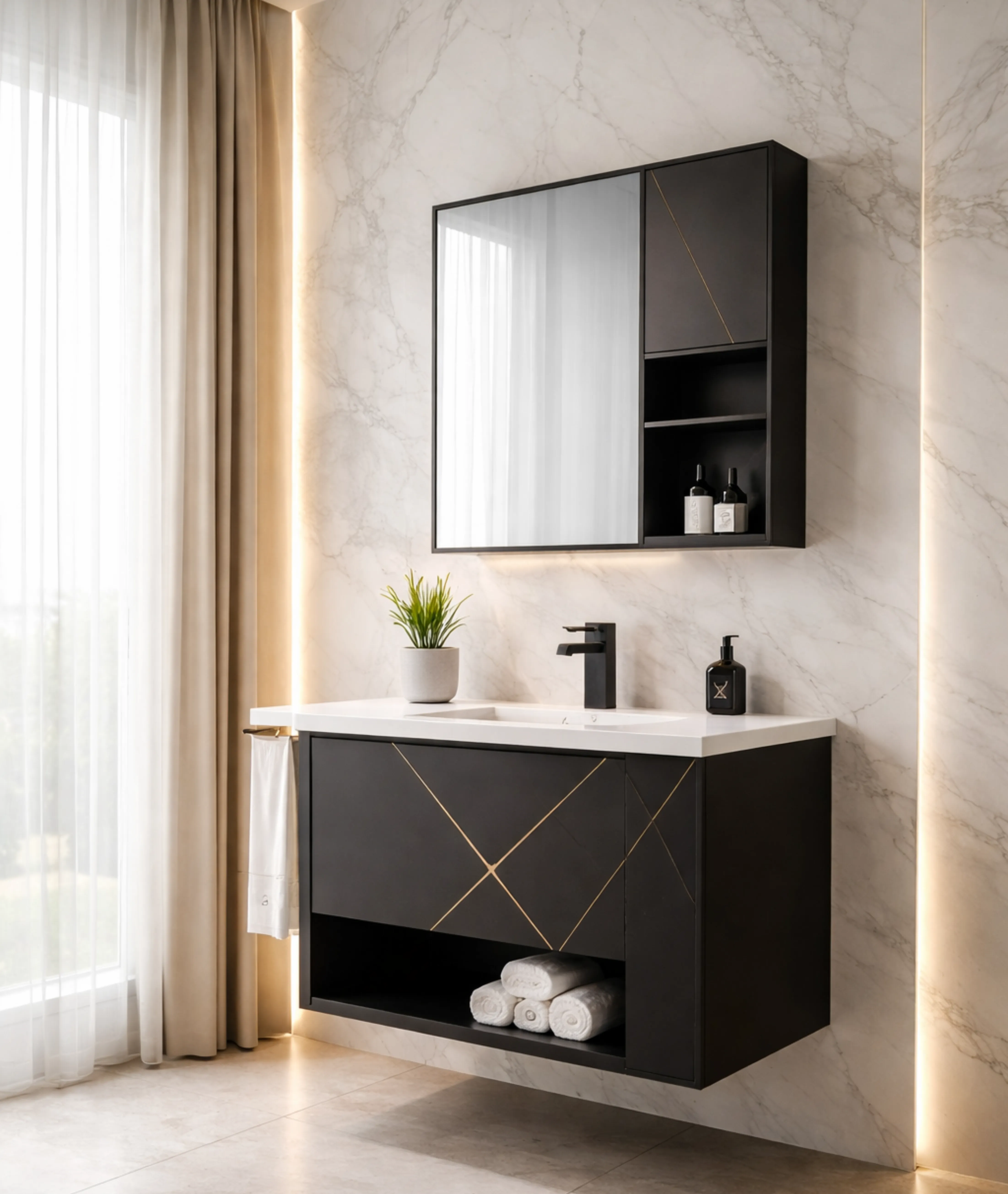 Gabinete para baño Ámbar N en plywood con estructura metálica