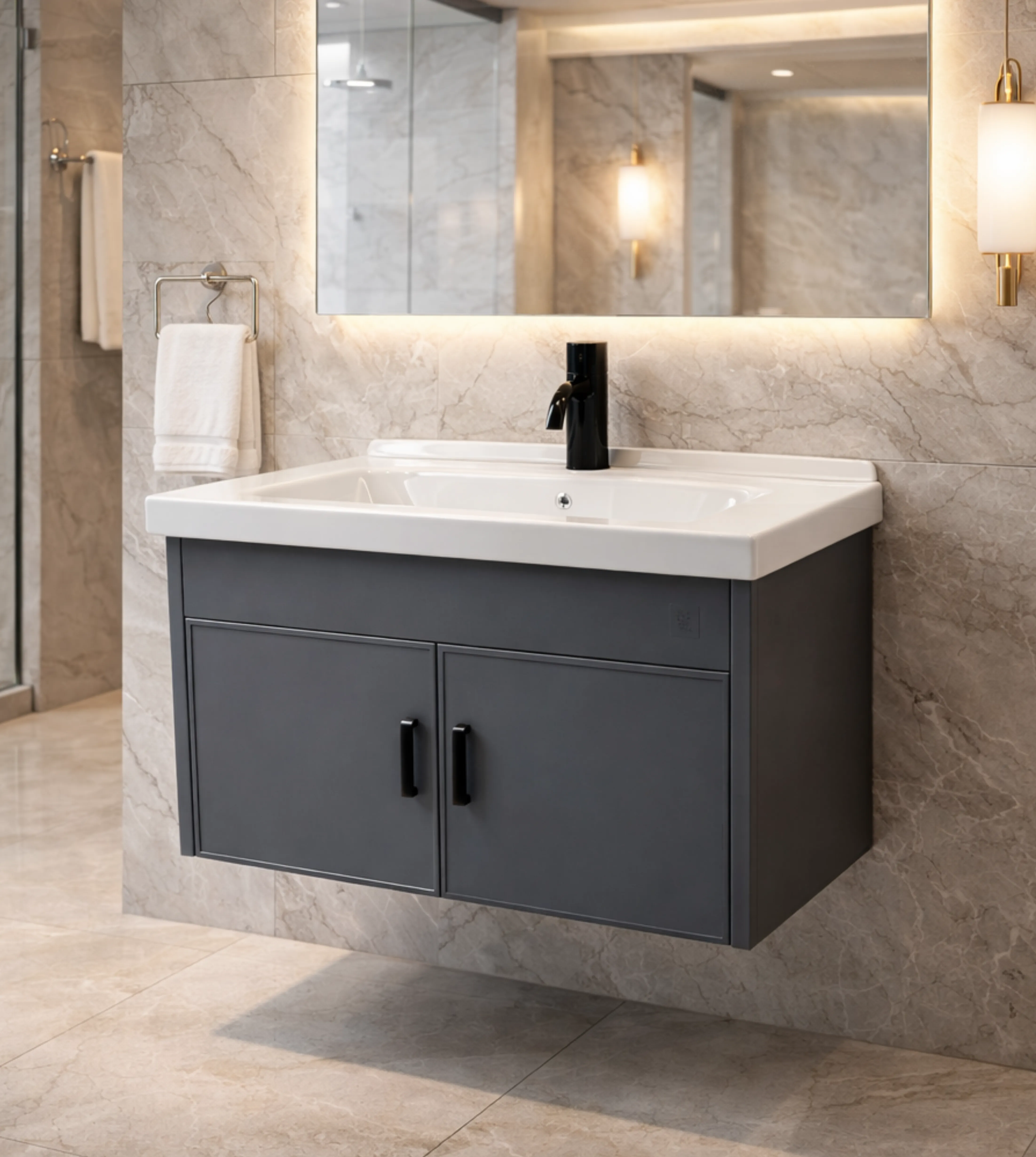 Gabinete de baño KALI en polímero reforzado con fibra de carbono