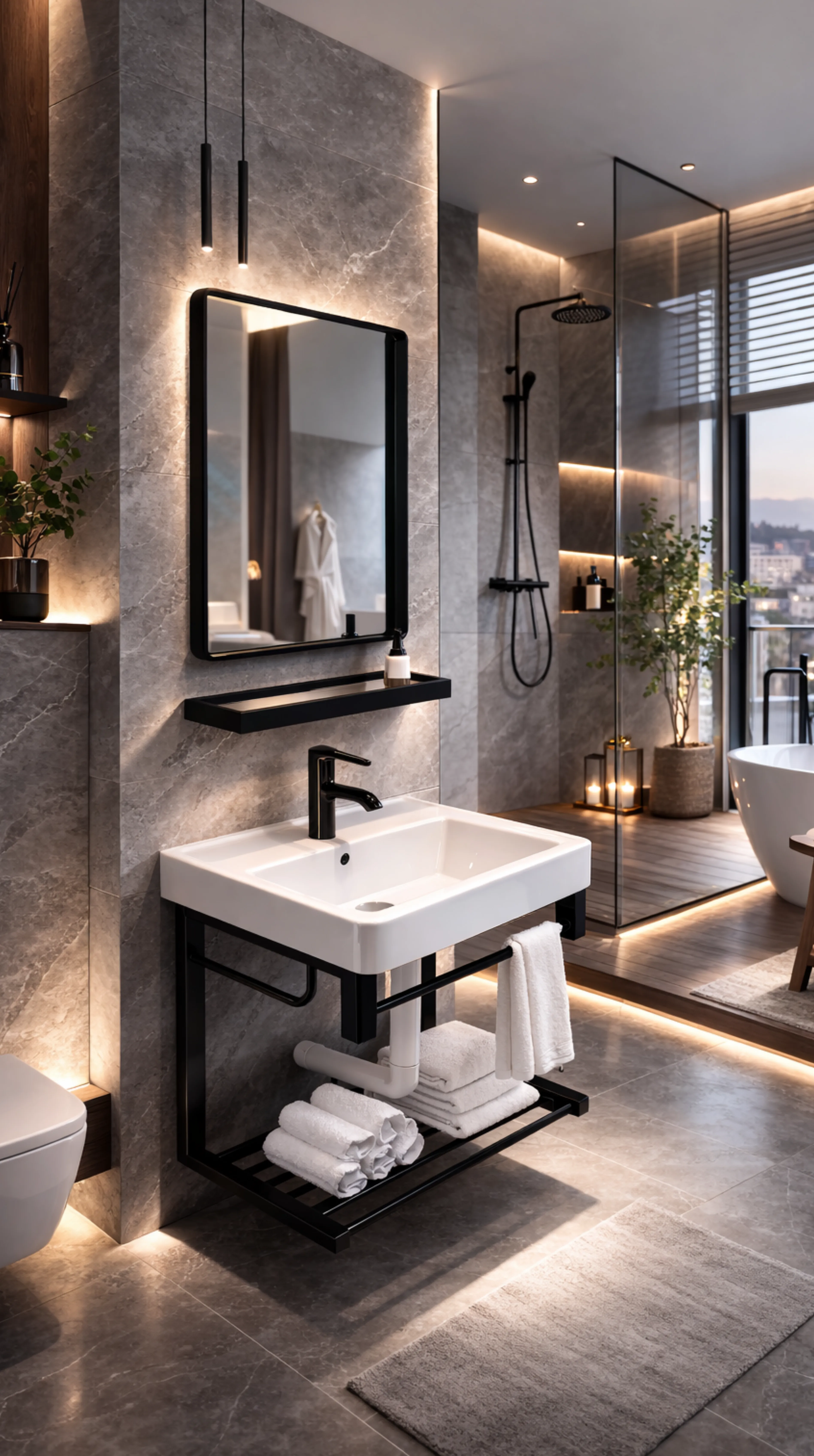 Gabinete para baño UKESH mueble empotrable de aluminio