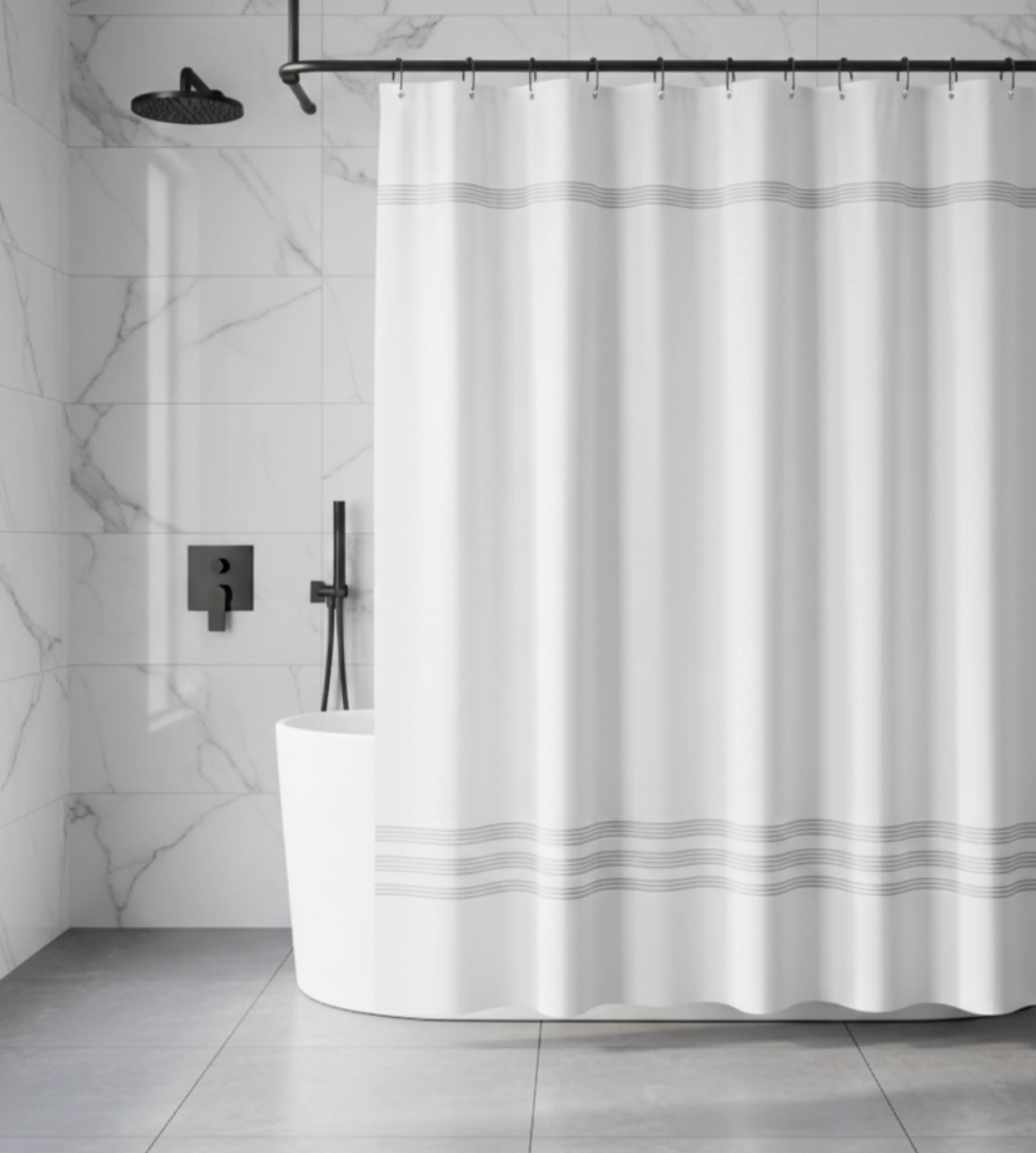 AYARI Cortina para baño 180 x 180 PEVA con 12 ganchos | MACHEN