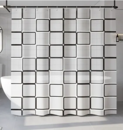 THAIR Cortina para Baño 180 x 180 PEVA con 12 Ganchos