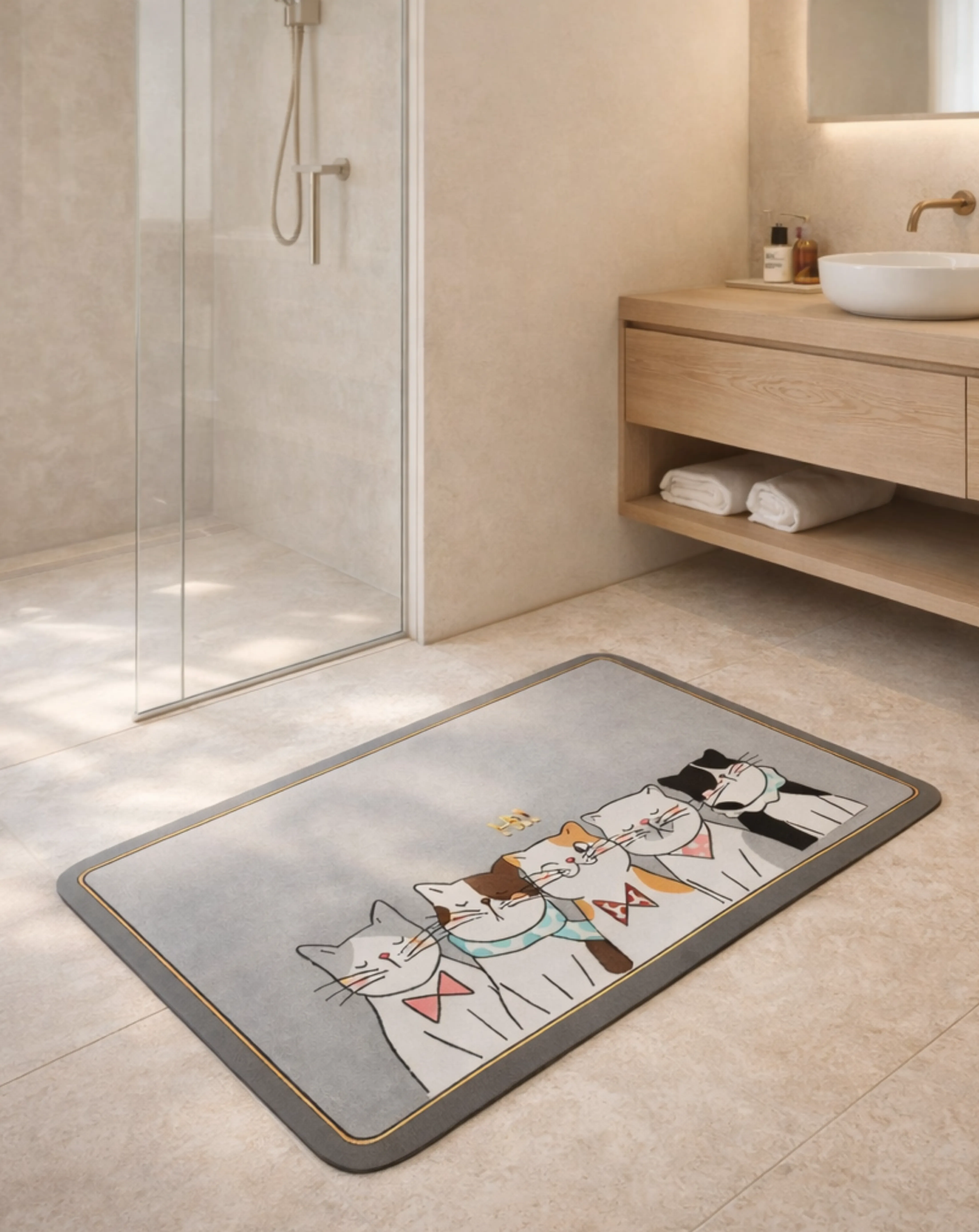 GAYA Tapete rectangular antiderrapante de alta absorción 60 x 40 cm