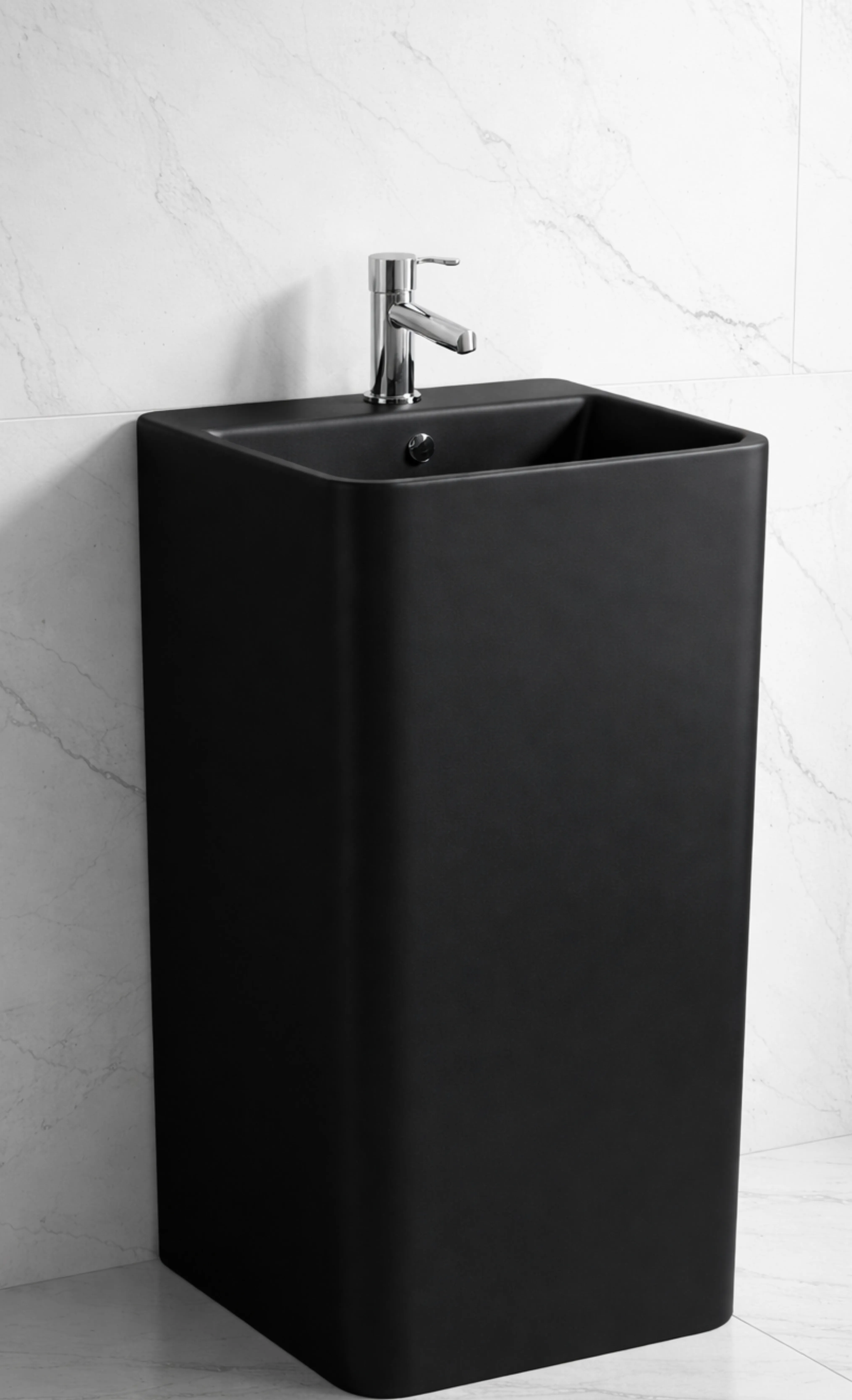 EMMERAN Lavabo a piso de cerámica con rebosadero 40 x 40 x 83 cm