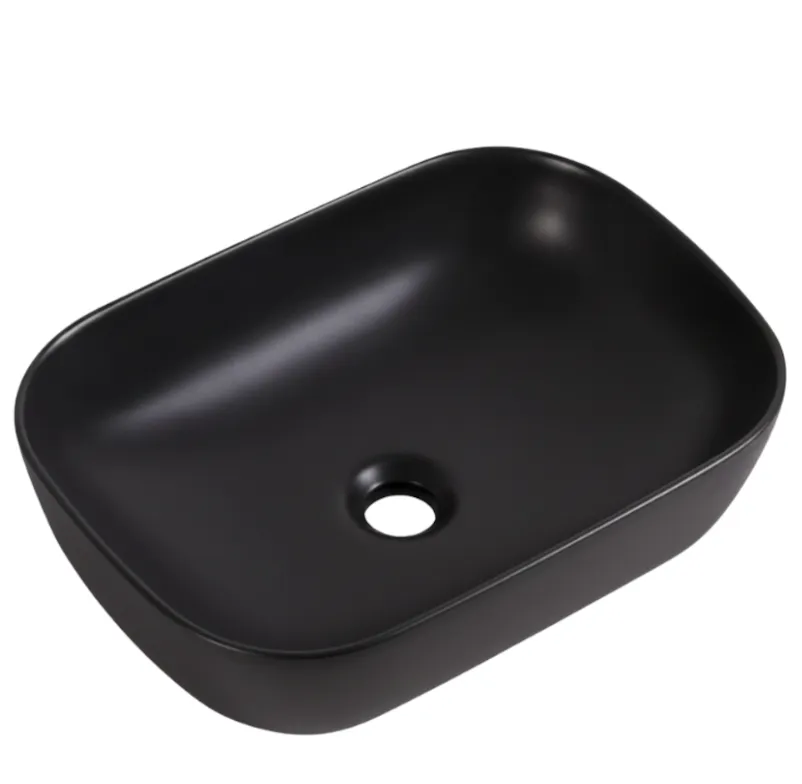 ARISHA CH Lavabo de Cerámica Sin Rebosadero Negro Mate