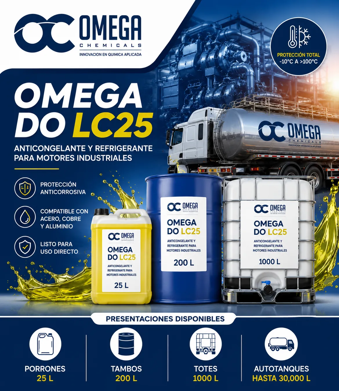 OMEGA DO LC25 anticongelante y refrigerante para motores industriales