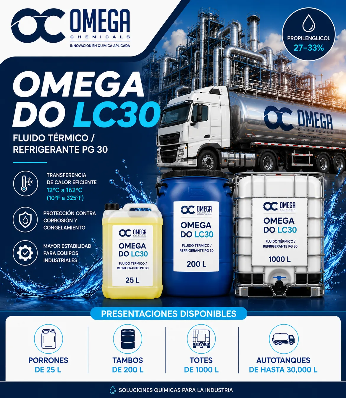 OMEGA DO LC30 fluido térmico refrigerante PG 30