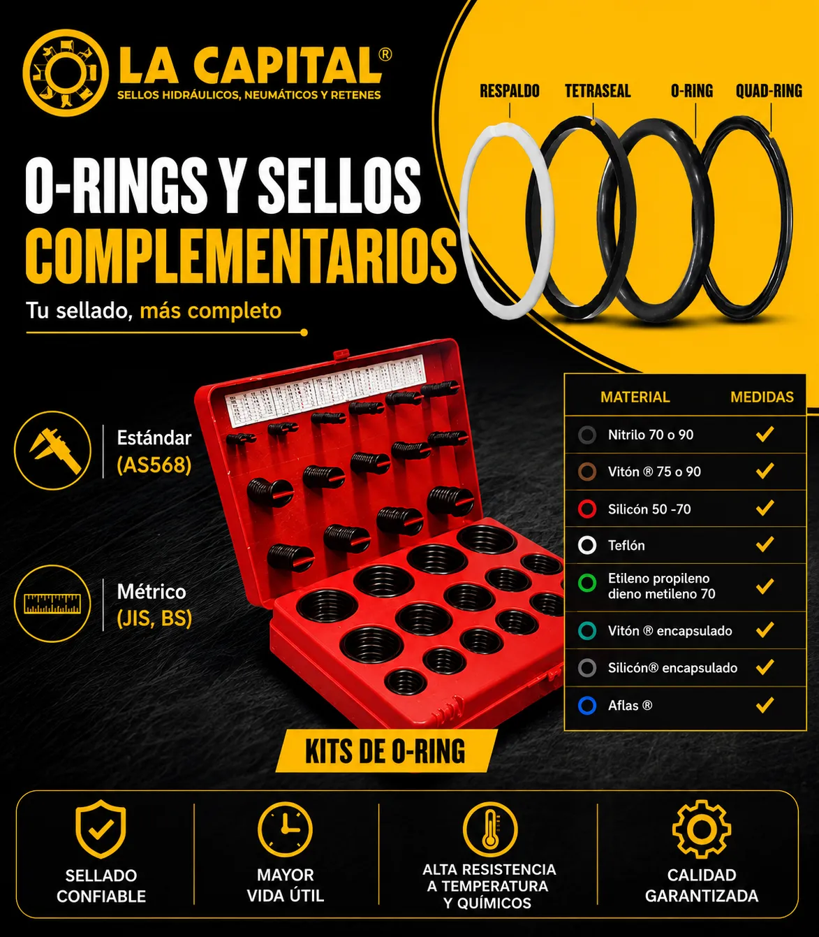 O-rings y sellos complementarios industriales