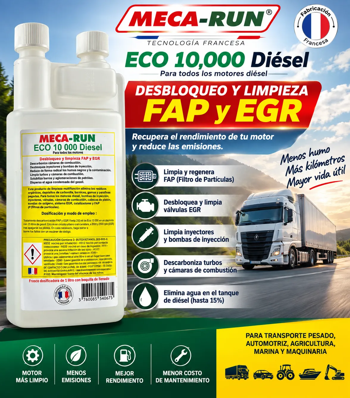 ECO 10,000 Diésel: limpiador de DPF/FAP, EGR e inyectores