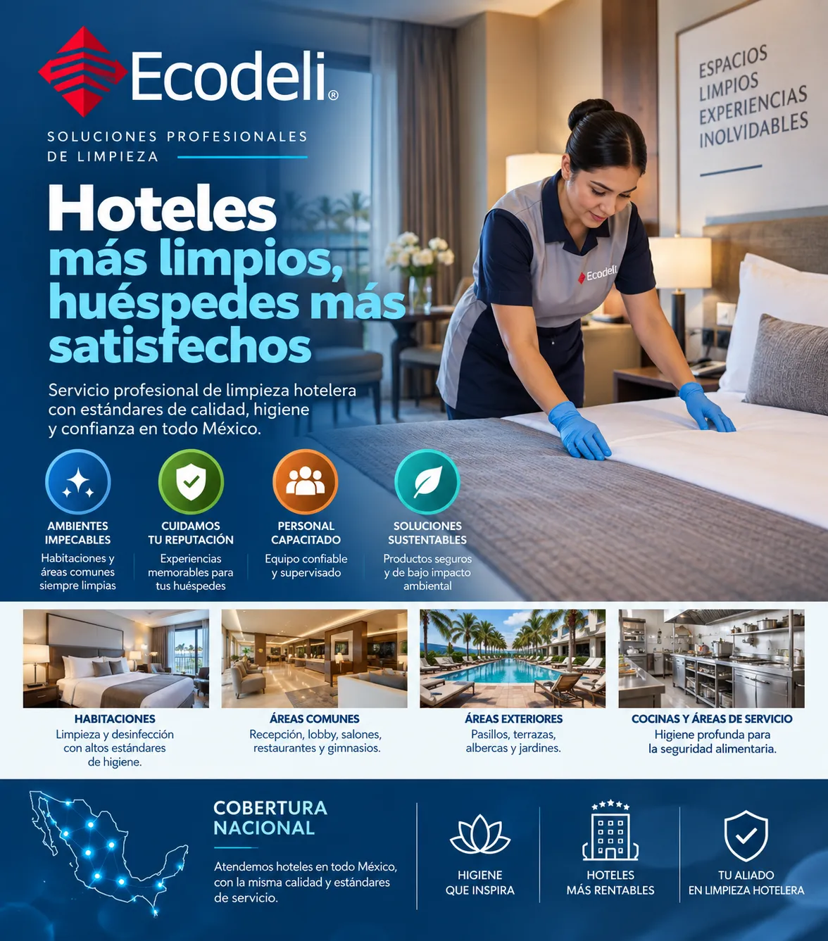 Servicio profesional de limpieza para hoteles