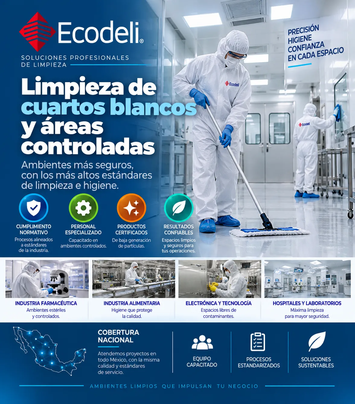 Limpieza de cuartos blancos y áreas controladas
