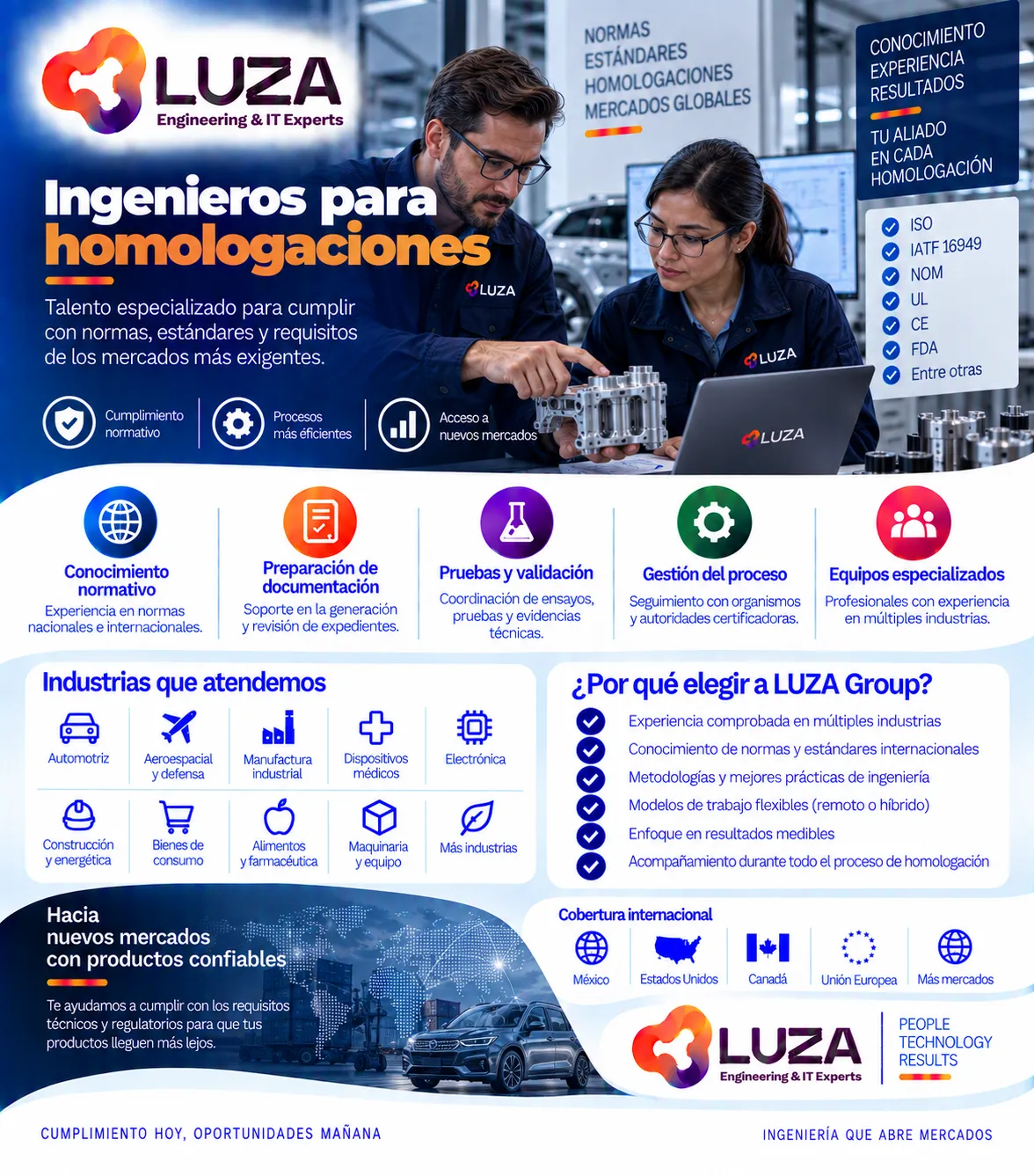 Ingenieros para homologaciones con LUZA Group