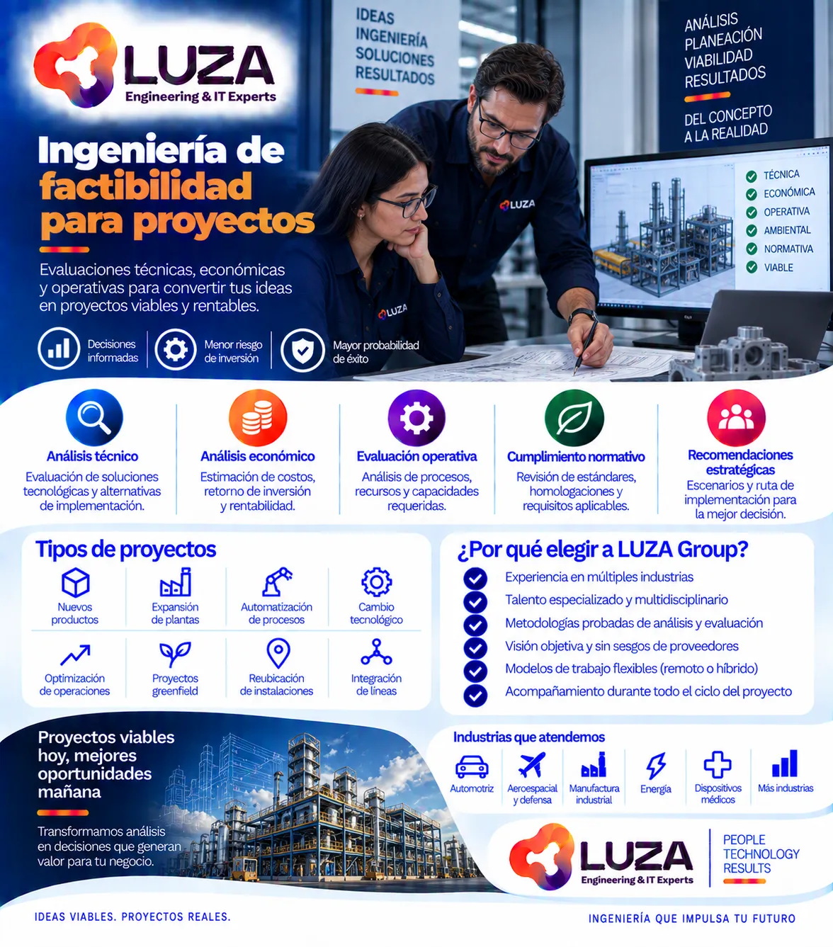 Ingeniería de factibilidad para proyectos con LUZA Group