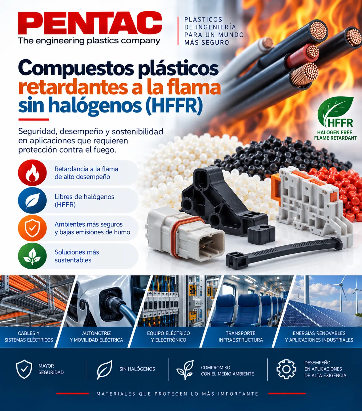 Compuestos plásticos retardantes a la flama sin halógenos