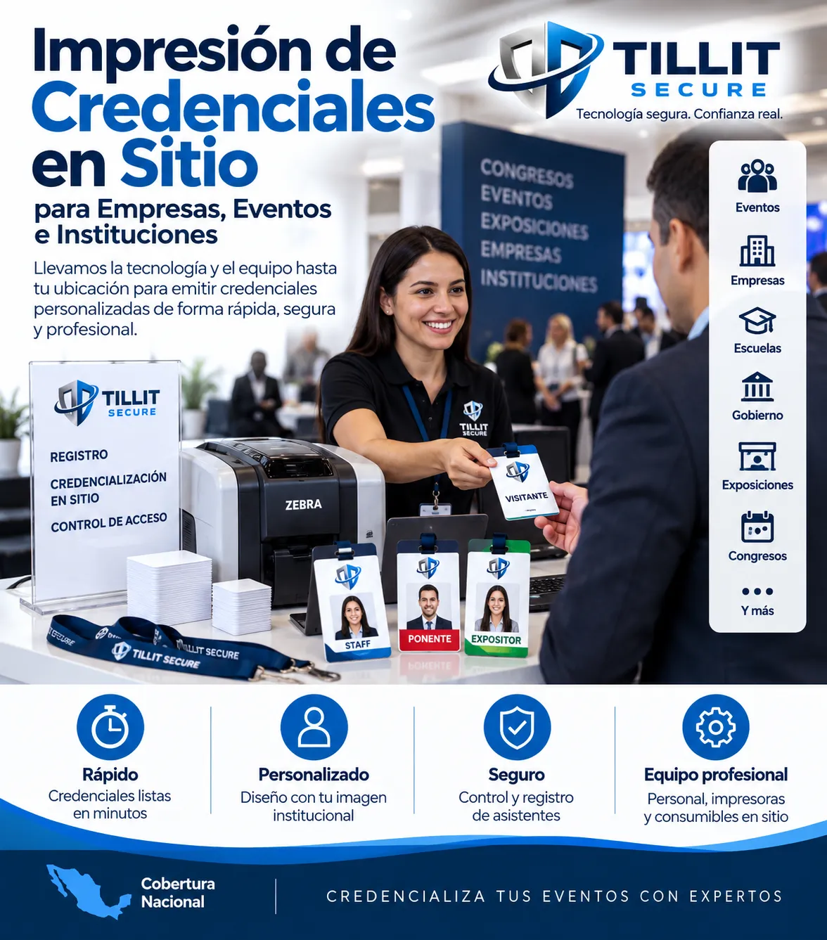 Impresión de credenciales en sitio para empresas y eventos
