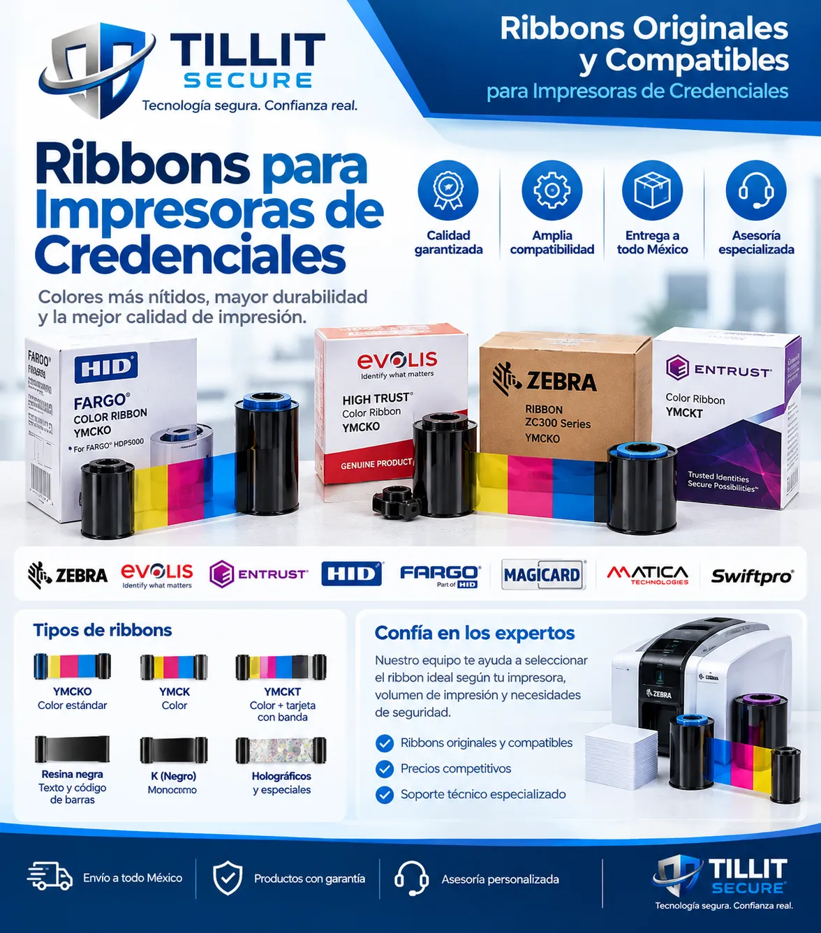 Ribbons para impresoras de credenciales