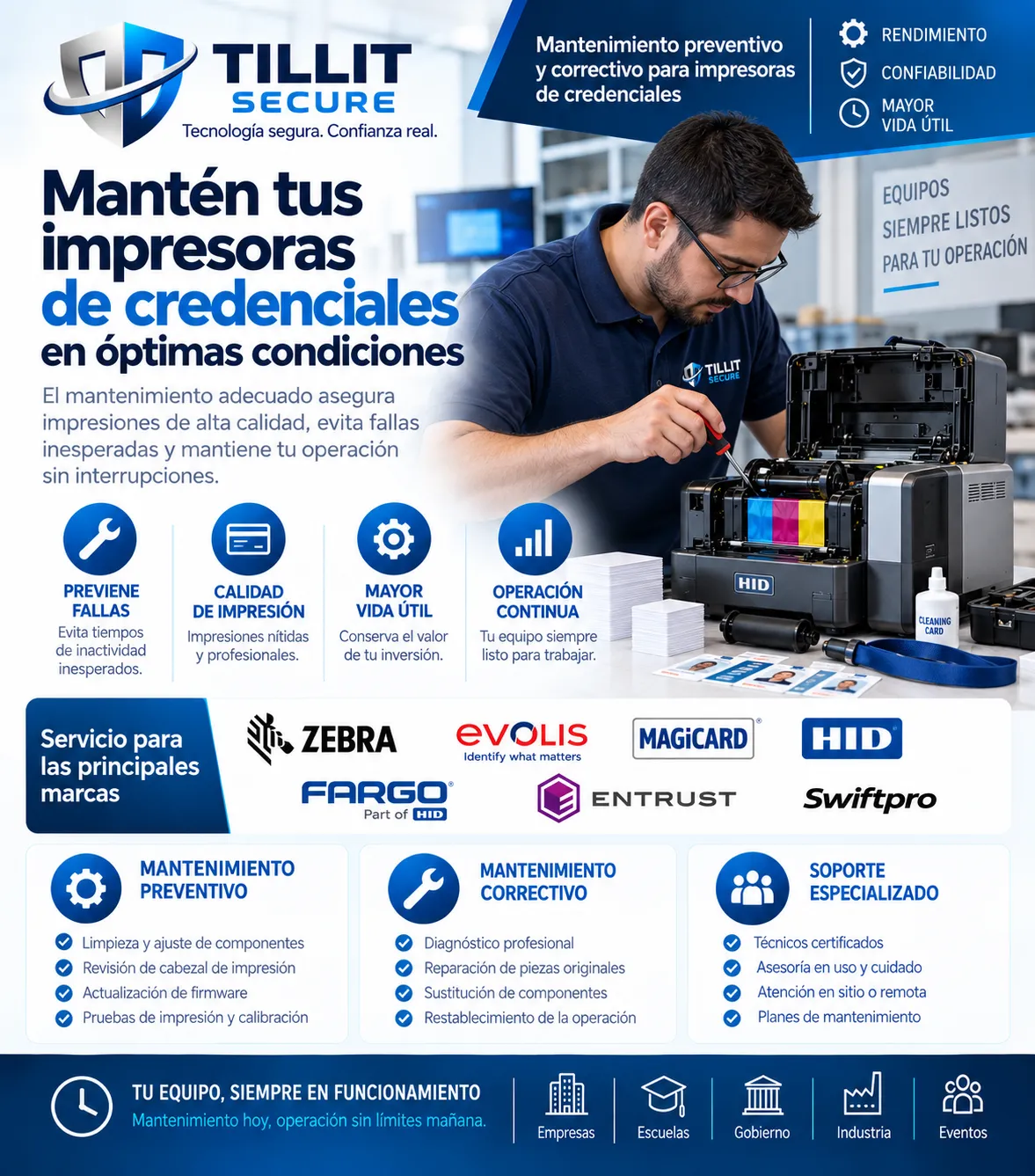 Mantenimiento preventivo y correctivo de impresoras de credenciales