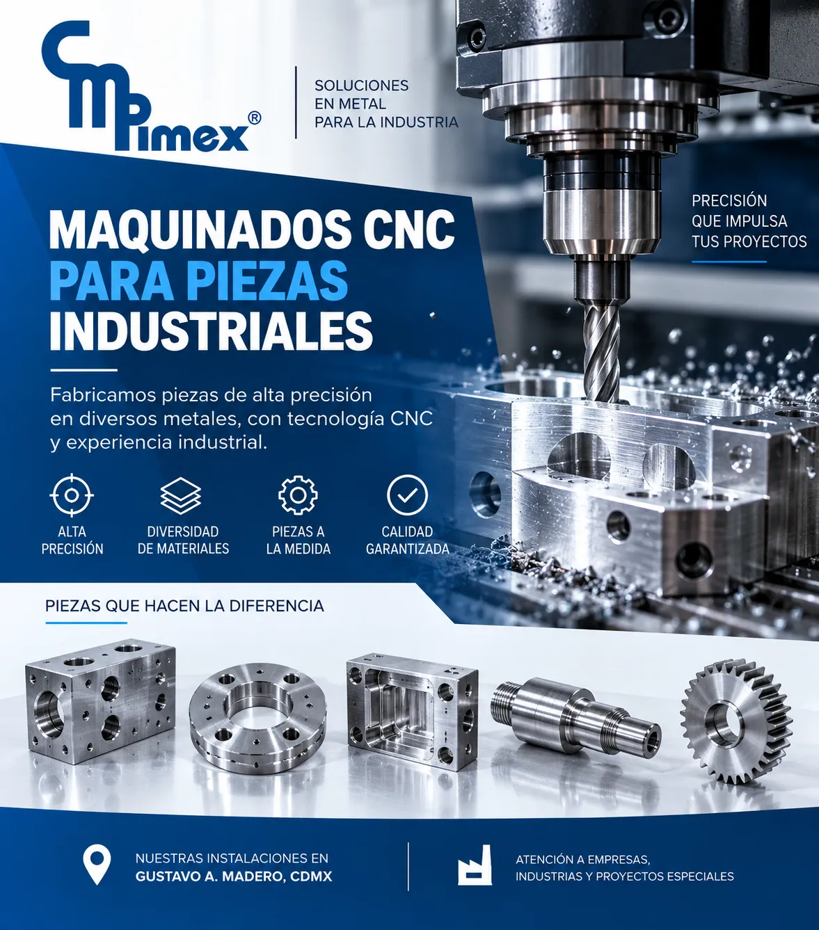 Maquinados CNC para piezas industriales en Gustavo A. Madero, CDMX