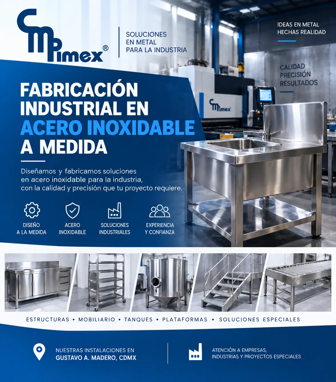 Fabricación industrial en acero inoxidable a medida