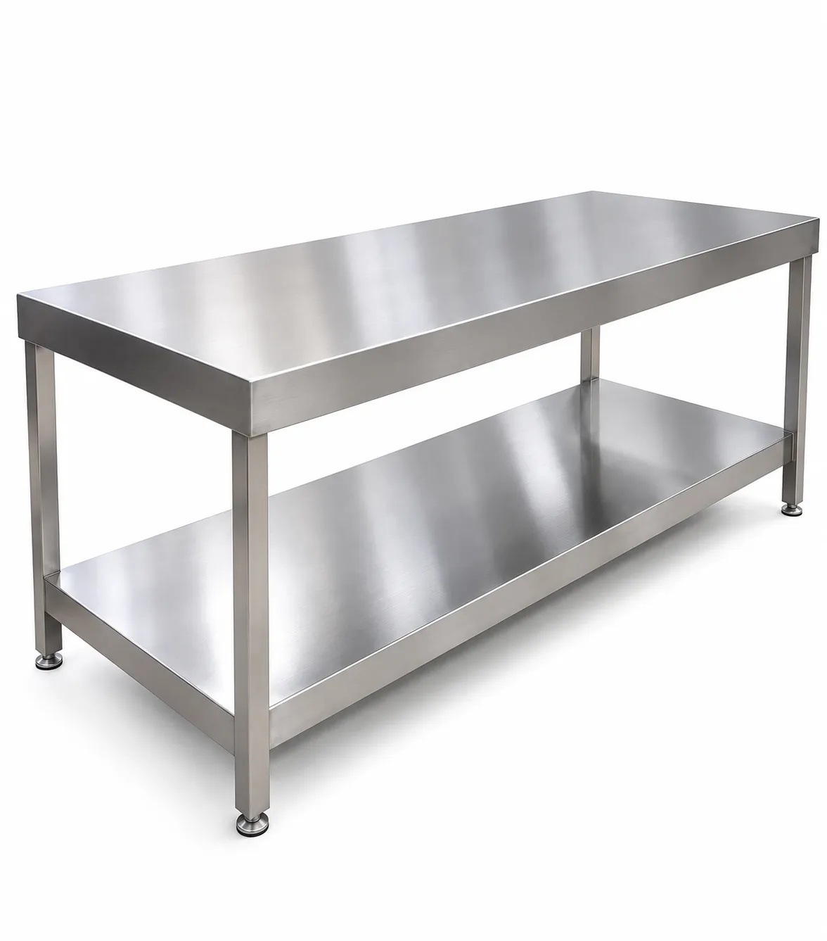 Mesa comercial de acero inoxidable con refuerzos transversales BOKRE