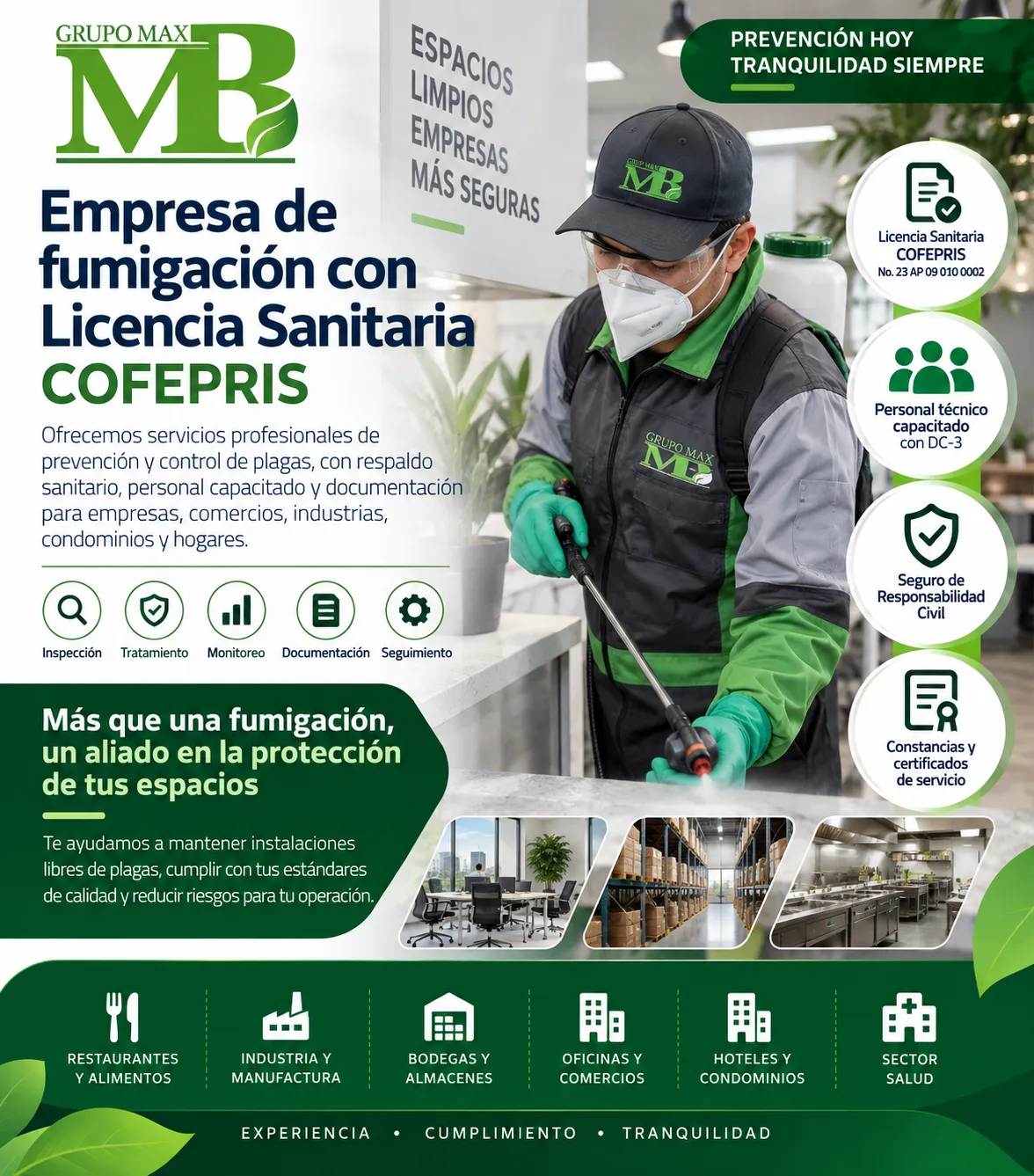Empresa de Fumigación con Licencia Sanitaria COFEPRIS