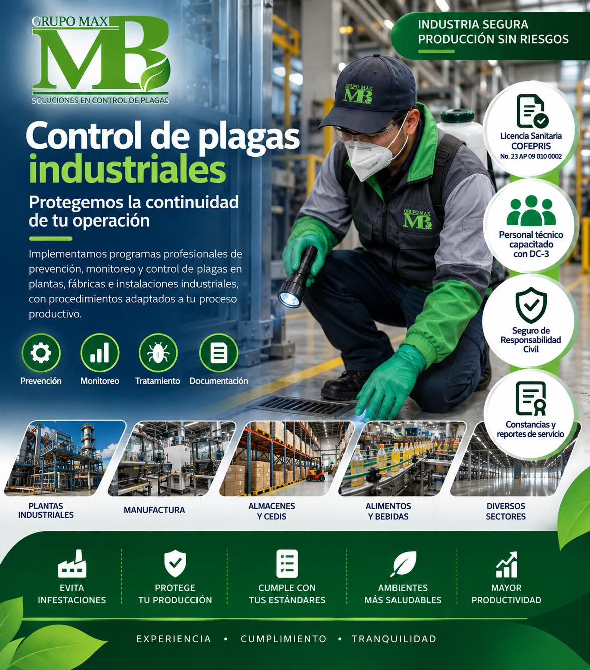 Control de Plagas Industriales por GRUPO MAX MB