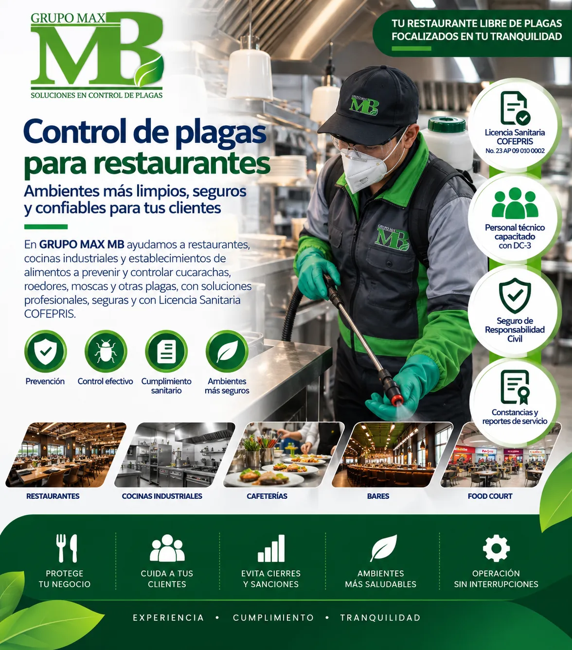 Control de Plagas para Restaurantes por GRUPO MAX MB