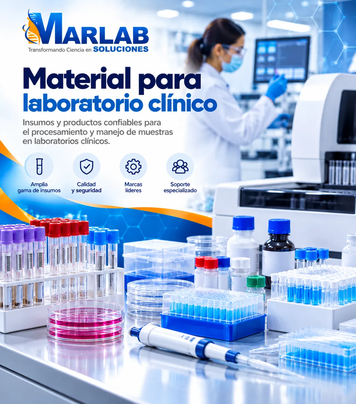 Material e insumos para laboratorio clínico y manejo de muestras