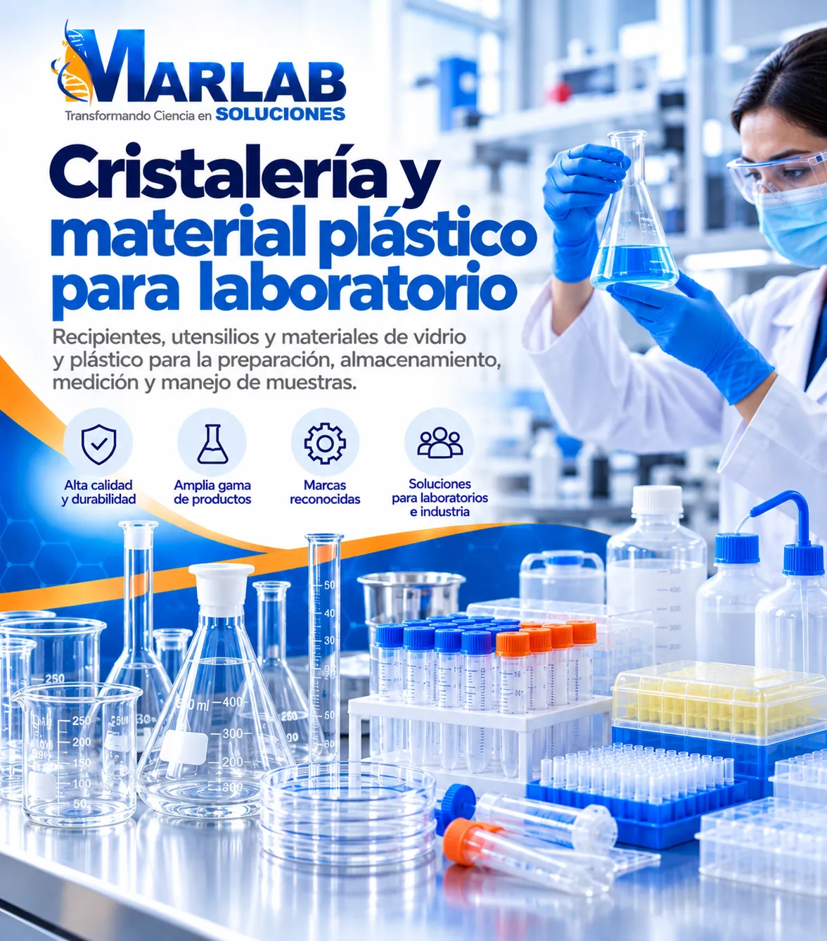 Cristalería y material plástico para laboratorio